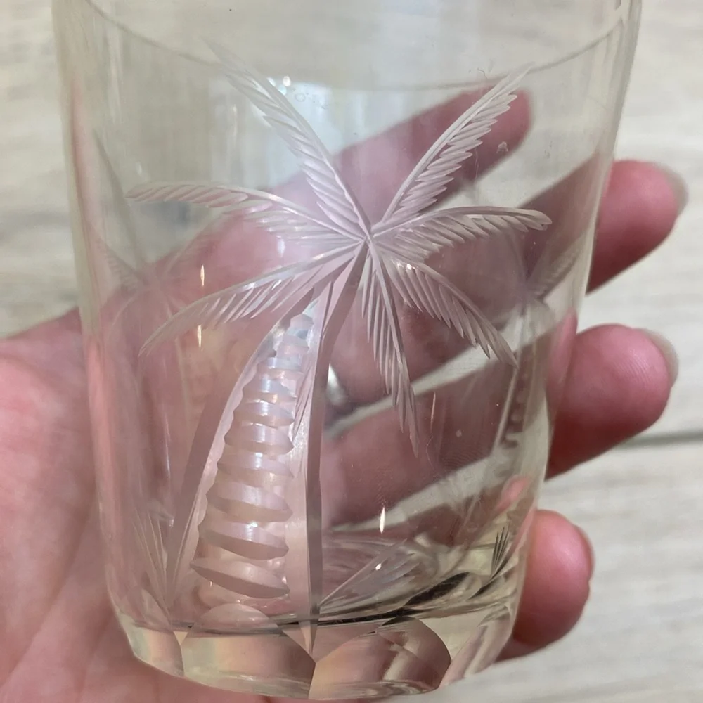 Antique‎ Cut Glass Palm Tree Cup